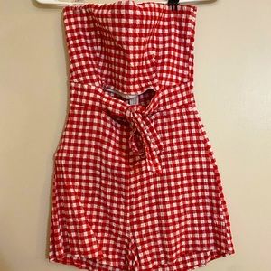 Gingham 4th of July romper-worn ONCE